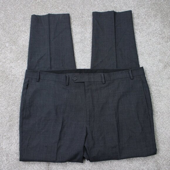 LAUREN Ralph Lauren Dress Pants Mens 44x33 Gray Flat Front Total Comfort Stretch - Picture 1 of 12